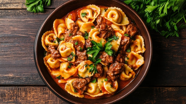 Beef Tortellini in Tomato Basil Sauce