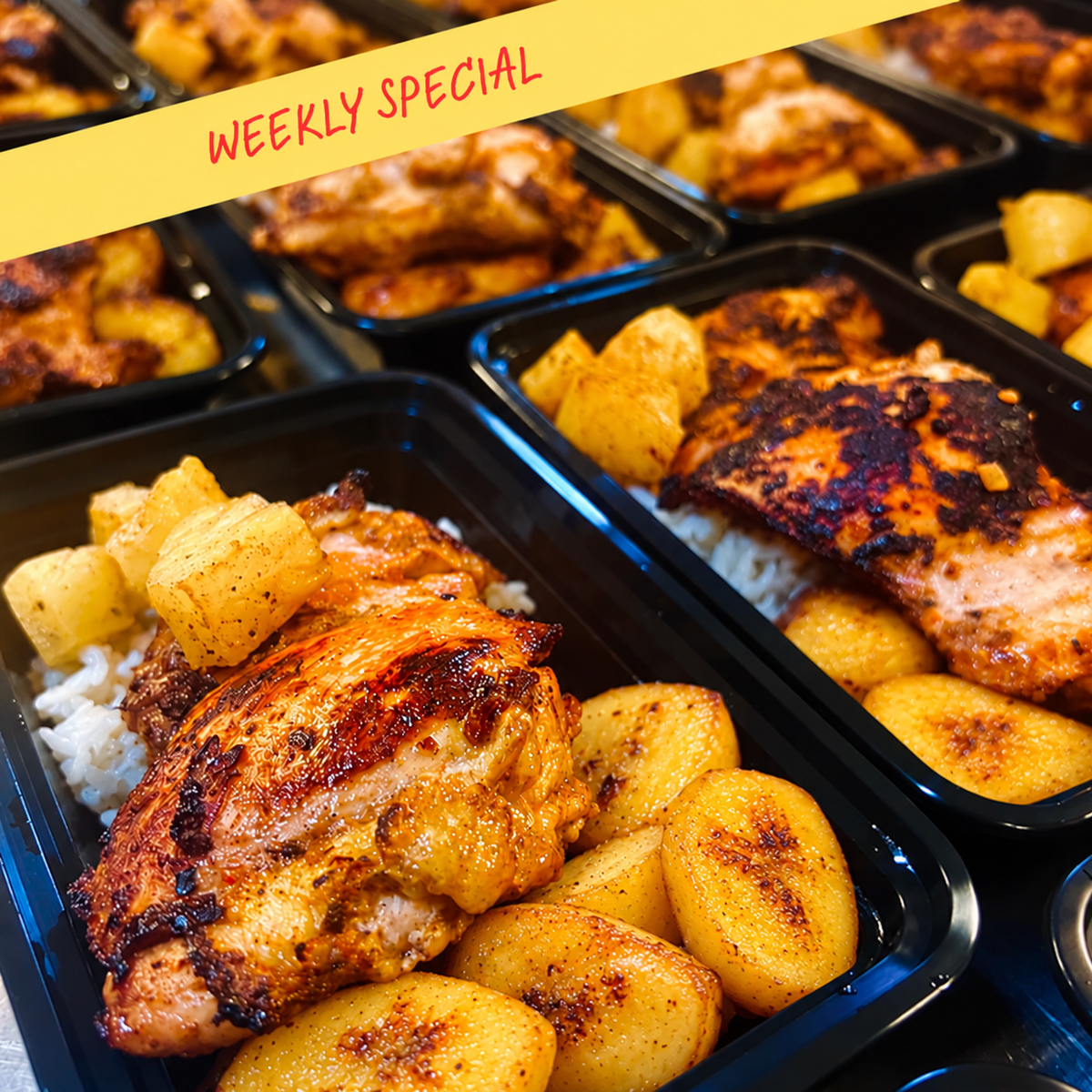 Jerk Chicken with Coconut Rice and Plantain