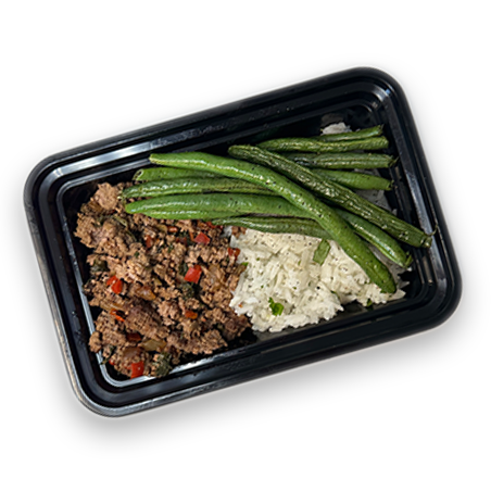 Ground Bison Blend with Cilantro Lime Jasmine Rice & Green Beans