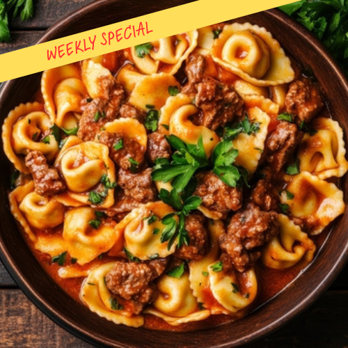 Beef Tortellini in Tomato Basil Sauce
