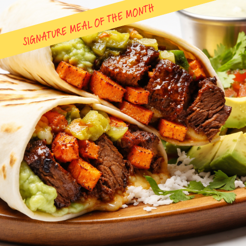 California Burrito with Sweet Potato Fries