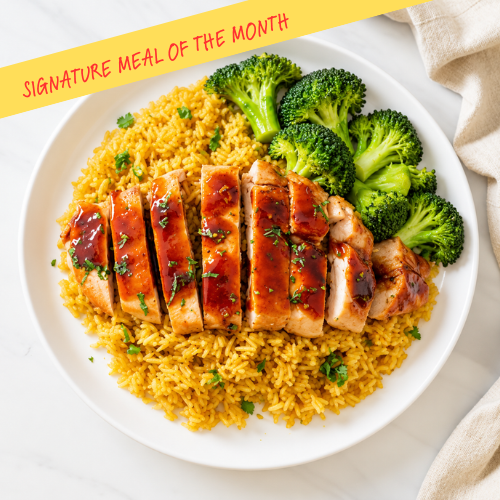 Honey Lemon Garlic Chicken with Yellow Rice