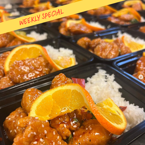 Orange Chicken with Rice & Medley of Vegetables