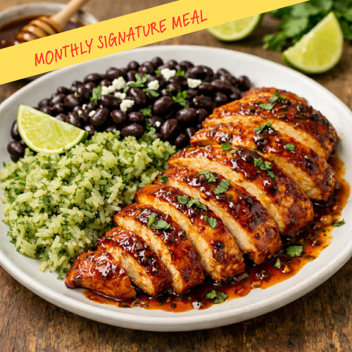 Seared Honey Chipotle Chicken con Arroz Verde