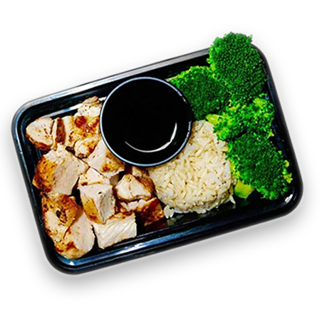 Grilled Chicken with Brown Rice, Broccoli & Soy Sauce