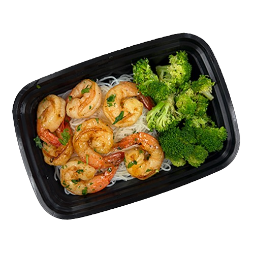 Honey Habanero Shrimp with Rice Noodles and Broccoli