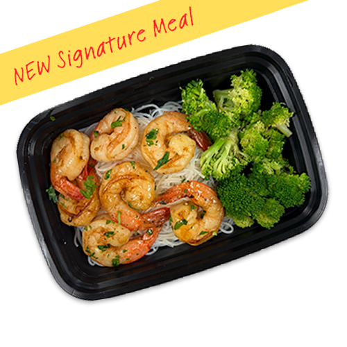 Honey Habanero Shrimp with Rice Noodles and Broccoli